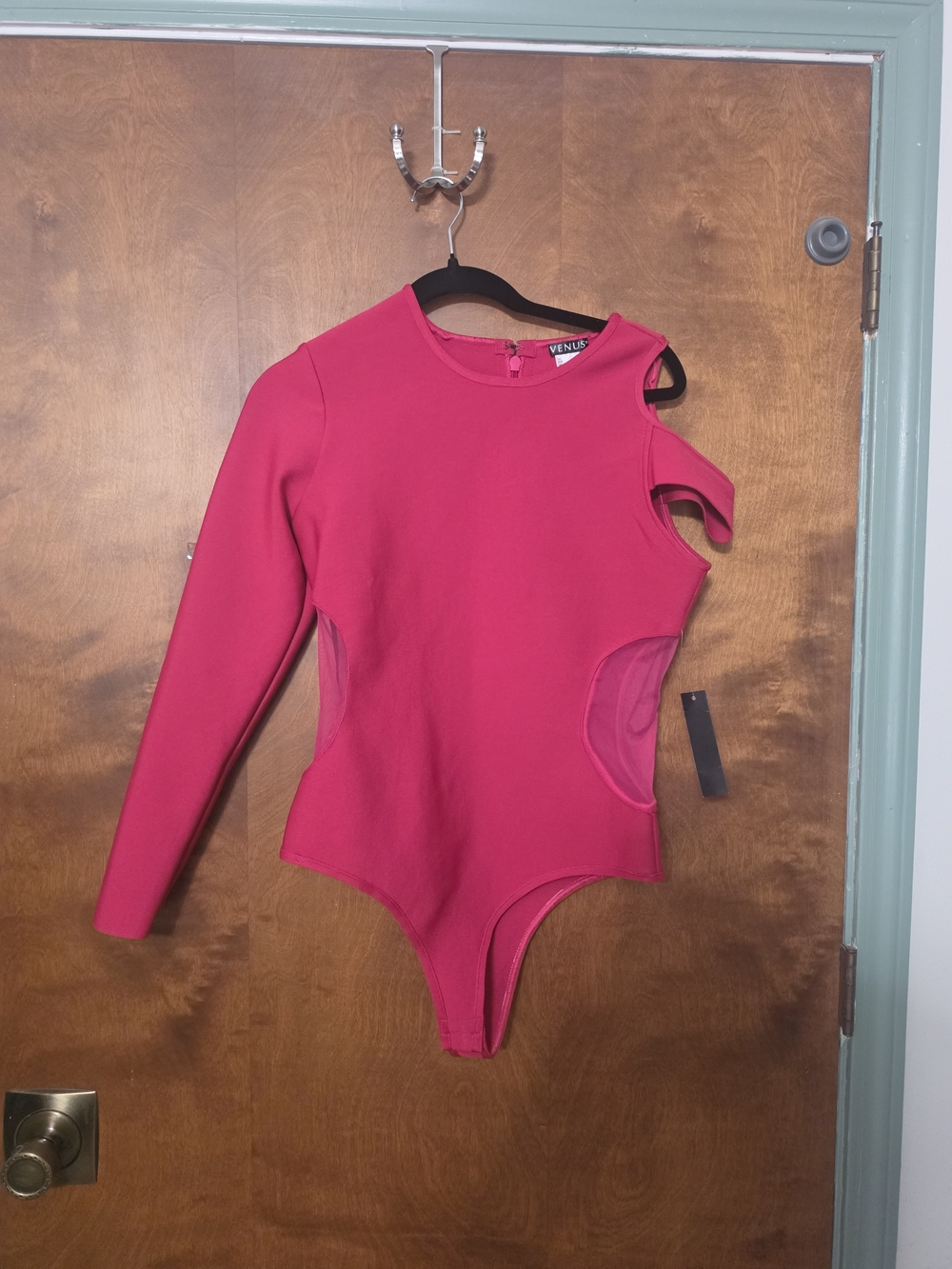 VENUS Hot Pink One-Shoulder Cutout Bodysuit